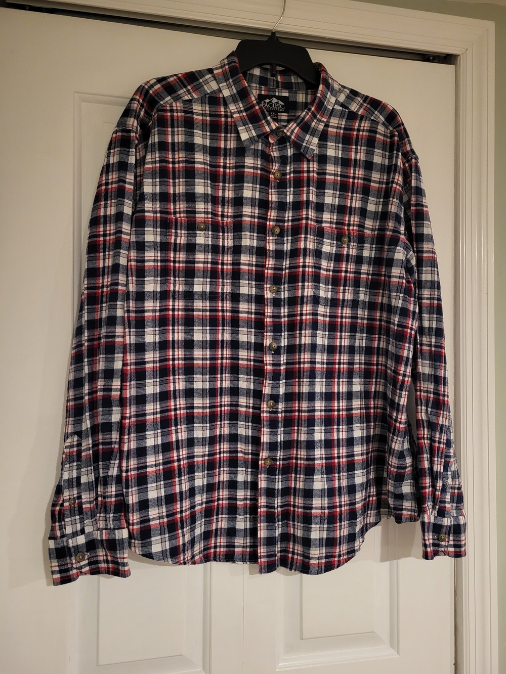 Pacific Trail Men's Plaid Button-Down Shirt - Navy, White, Red